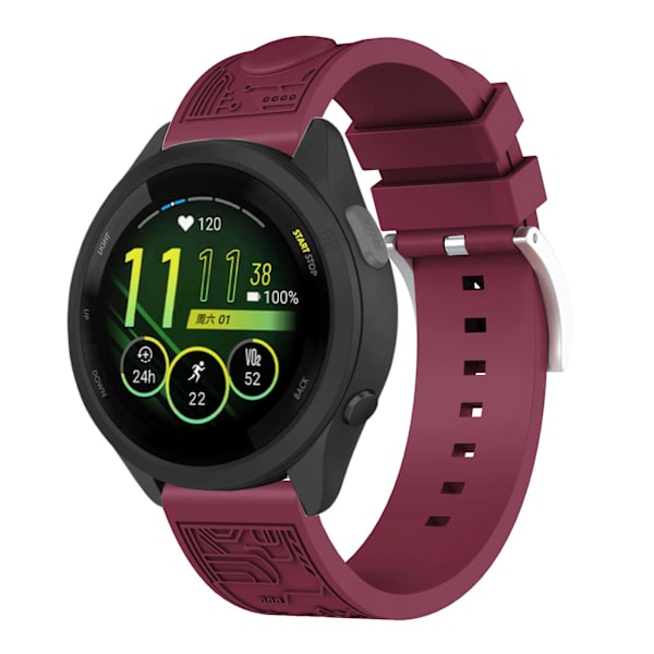 Yleiskäyttöinen 20 mm pehmeä silikoniranneke Samsung Galaxy Watch6 44mm / Huawei Watch GT 3 42mm / Garmin vivoactive 5 -kelloille Wine Red