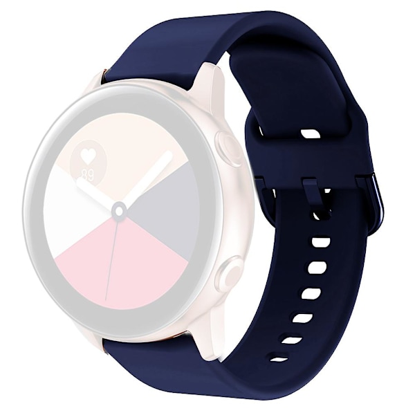 Samsung Galaxy Watch 5 40mm/44mm/Watch 5 Pro 45mm/Watch4 40mm/44mm/Watch4 Classic 42mm -neliön muotoinen solki, silikoniranneke Midnight Blue