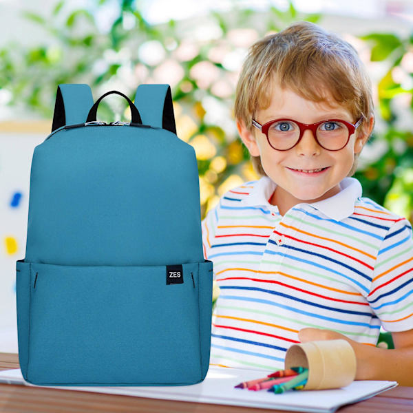 Barns ensfarget liten ryggsekk gutter og jenter skolesekk lett student skolesekk Blue
