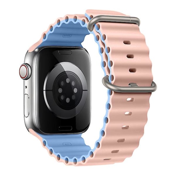 Rem för Apple Watch Ultra Band 49mm 44mm 40mm 45mm 41mm 42mm 45 Mm Watchband Silikonarmband Iwatch Series 7 8 4 5 6 3 Se 38mm 40mm 41mm pink Sand-Blue