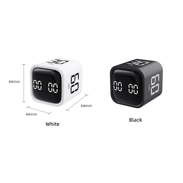 Digital Vækkeur Terning Timer, Tyngdekraftssensor Led Display 4 Forudindstillede Tider Dobbelt Tilstand (Sort)