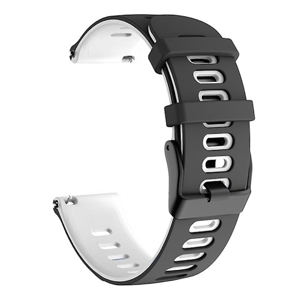 20mm Dual Color Silikonerem til Samsung Galaxy Watch6 Classic 47mm 43mm / Garminactive 5 Black White
