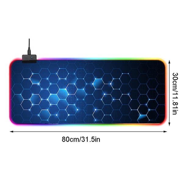 Skridsikker RGB Musemåtte 14 LED-lys Tastaturmåtte Gaming Musemåtte Sky Blue