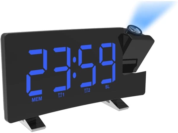 Radio-LED-USB-kello kattoprojektiolla blue