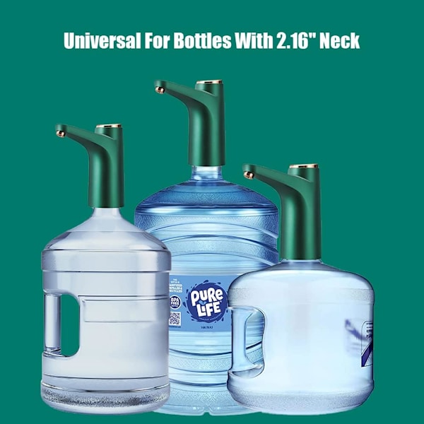Vattenflaskpump för 5 gallon (ca 1,5 liter) vattenflaskdispenser USB-laddare (Grön)
