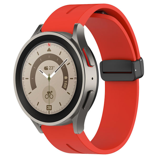 20mm magnetisk silikonearmbånd til Samsung Galaxy Watch 6/6 Classic/5/4/huawei Watch Gt 3 42mm, urrem sort spænde Red