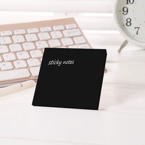 Notesblok - Sorte sticky notes 3\"×3\" 6 blokke selvklæbende noter, 50 ark/blok i alt 300 ark