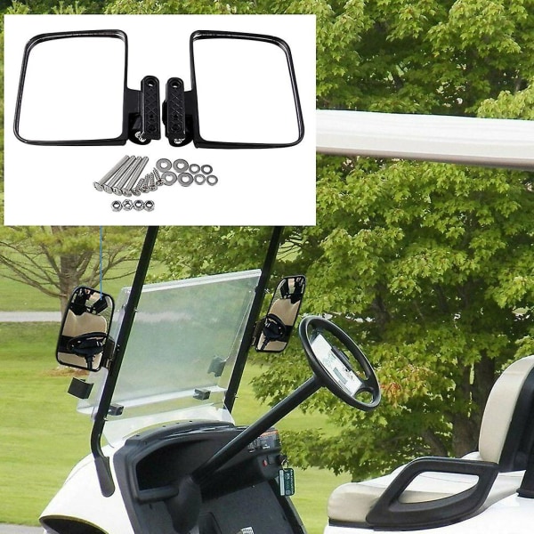 2st högkvalitativ svart universal golfvagn backspeglar sidokant