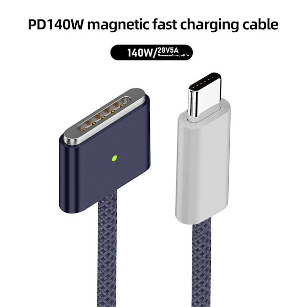 Sopii MacBookPro-laturikaapeliin 140W Pikalataus Type-C - Magsafe3-kaapeli Midnight Blue