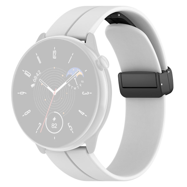 Magnetisk folde spænde 20mm silikone rem ur rem til Huami Amazfit Gtr Mini/ Gts 4/3/2 / Bip 3 White
