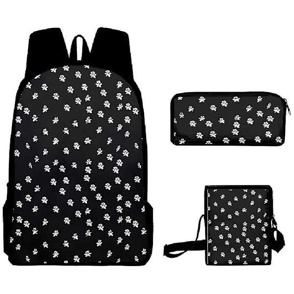 Kolmiosainen setti Wednesday Addams Adams Wednesday Duffel Bag Reppusetti Koulureppu Salkku Kynäpussi Lasten Lelut Lahjat 3PC-4