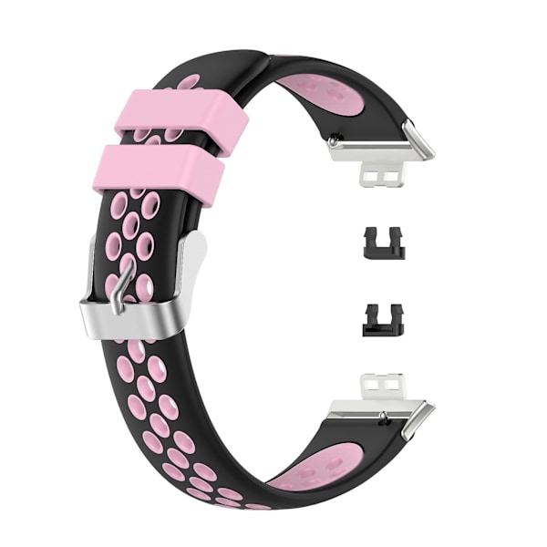 Huawei Watch Fit 18mm silikoninen kaksiväriranneke Black Pink
