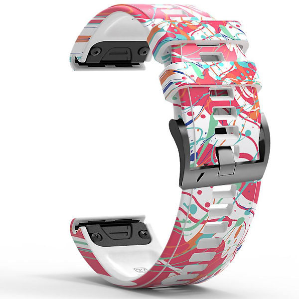 Hurtigudløselig urrem i silikone med trykt mønster til Garmin Forerunner 965/955/945/935 Style B