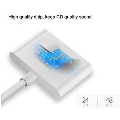 iPhone til 3,5 mm splitter 2-i-1-adapter til aux-hodetelefon og lader