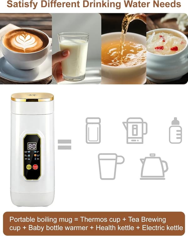 Elkedel, 450 ml og 6 temperaturindstillinger LED-display, 304 rustfrit stål