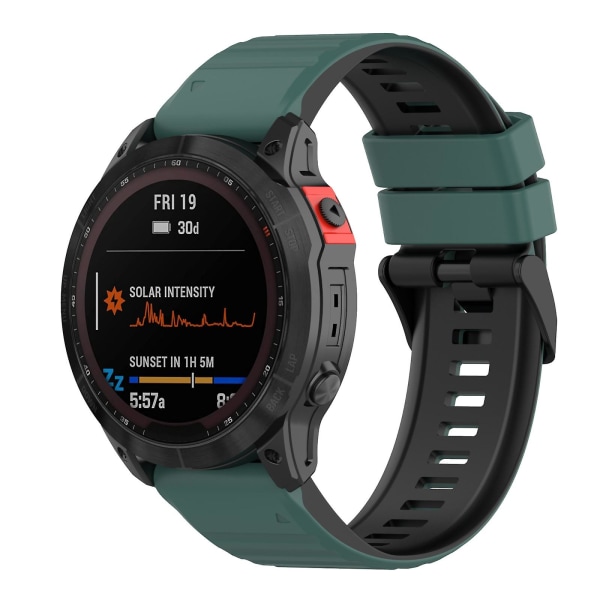 Silikonarmband till Garmin Fenix ​​7 22mm Olive Green Black