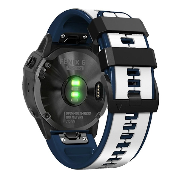 KLB-ZWGJ-001 För Garmin Fenix 7 / 7 Pro Silikon Armband QuickFit 22mm Tvåfärgat Armband White Blue