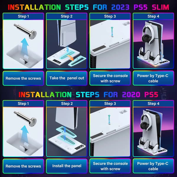 Køleventilator - Controller Opladestation Til Ps5 Slim Konsol Disc/Digital (Sort)