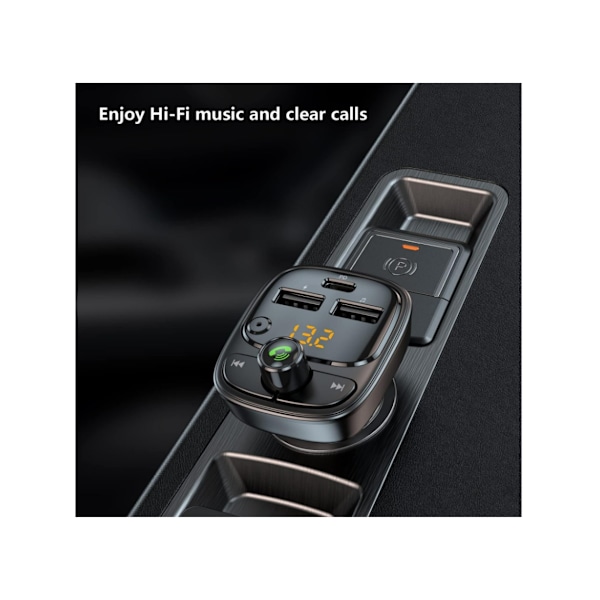 Biladapter FM Transmitter Bluetooth 5.3 Trådløs Radio Mp3 Afspiller Stereo Musik Audio Modtager til Håndfri Opkald 42W PD 30