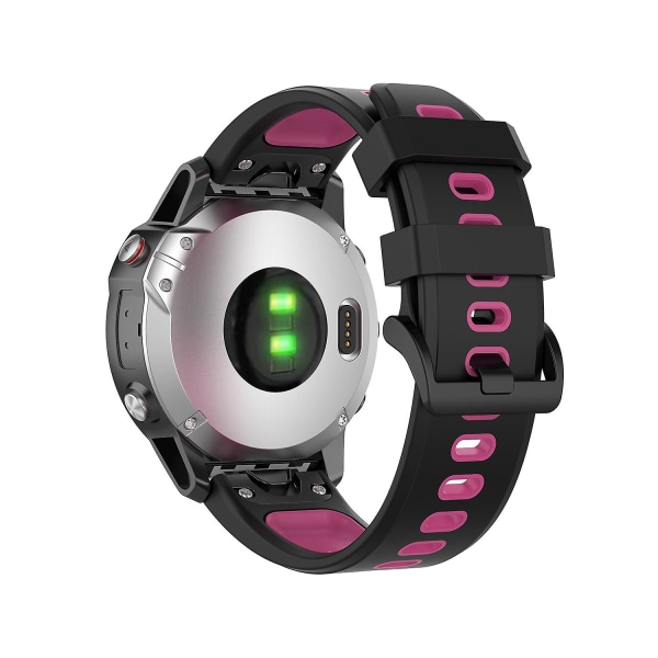 22 mm tofarget silikonklokkerem for Garmin Fenix ​​7 / Epix Black Rose Red