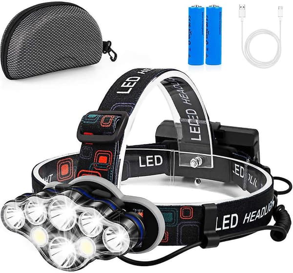 8led Vanntett Kraftig Hodelykt Usb Oppladbar Hodelykt