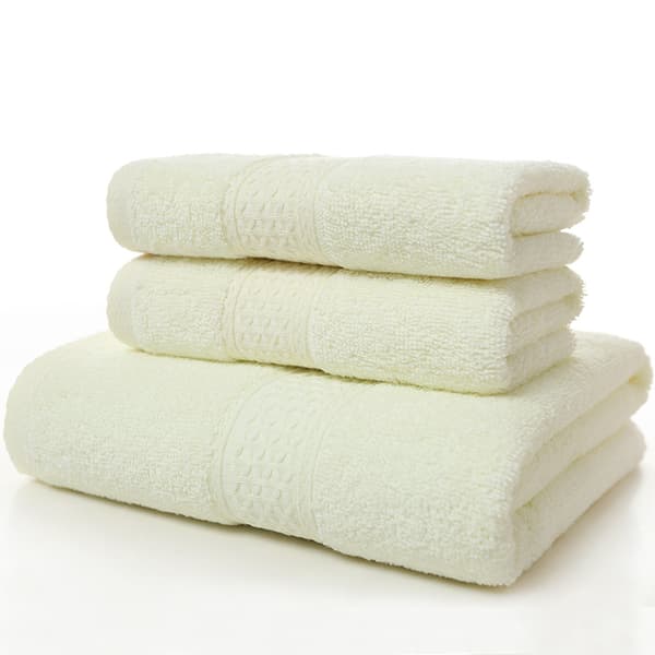 Sæt med 3 håndklæder, 100% bomuld, absorberende ren (beige)