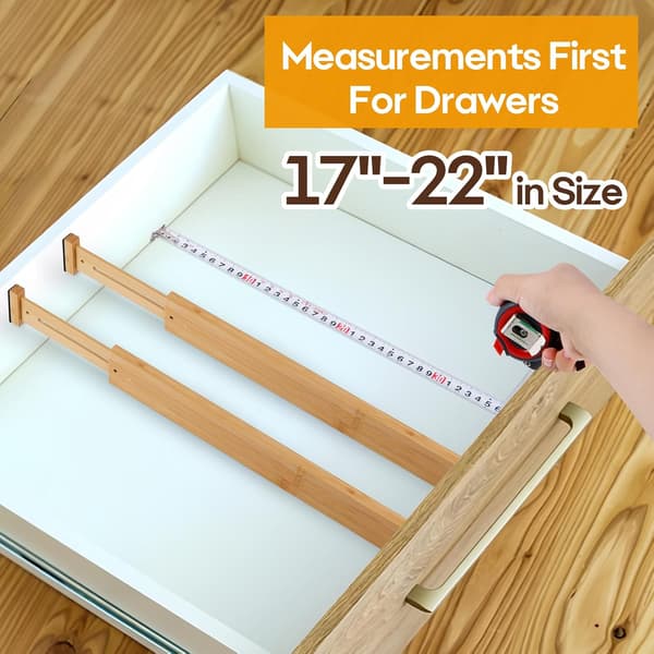 Skuffeinddelere, bambus justerbar 4-pak, udvidelig 17\"-22\" 43cm