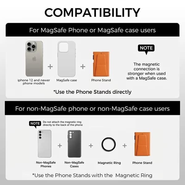 Magsafe Pungstativ Med Pop-Up Kortholder, Til Iphone 12-16 Med Rfid-Beskyttelse Orange