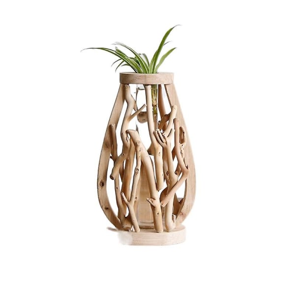 Massivt tre Vase Landskap Ornamenter Mini potteplanter H