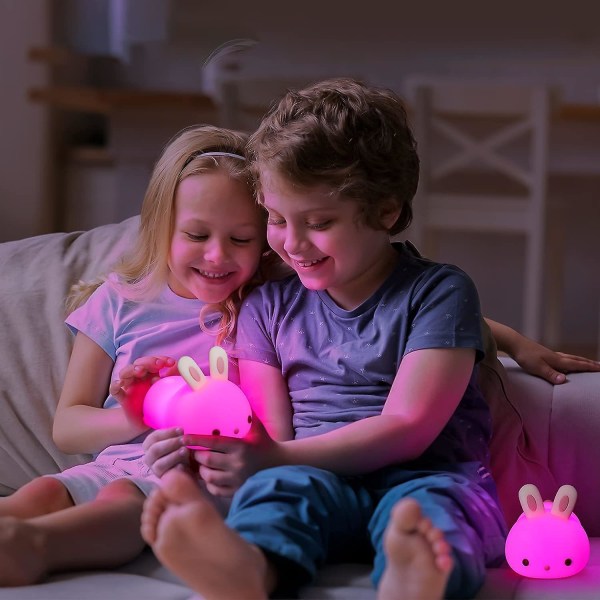 Bunny Night Light, 7 farveskiftende Baby Night Lights, til børn Vuggestue Todder Nyfødt Kawaii soveværelse