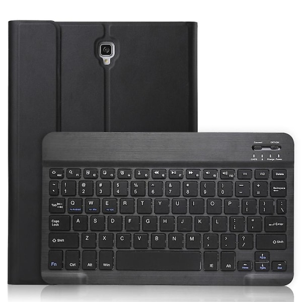 Ultratynt, avtagbart Bluetooth-tastatur-lærveske for Galaxy Tab S4 10.5 T830 / T835, med holder (svart)