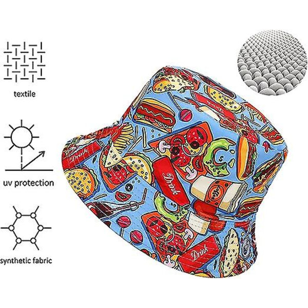 Unisex Vändbar Bucket Hat Strandsolhatt Estetisk Fiskehatt För Print Män Tonåringar Bädda båda sidor