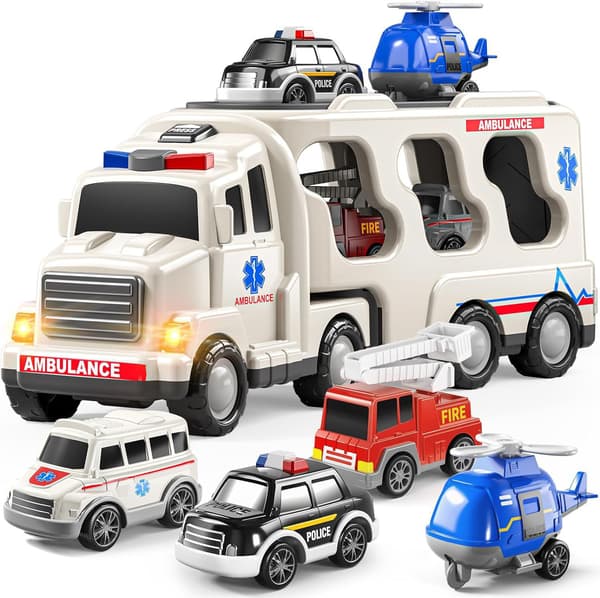 5-i-1 Byggebil Legetøj (Hvid Ambulance)