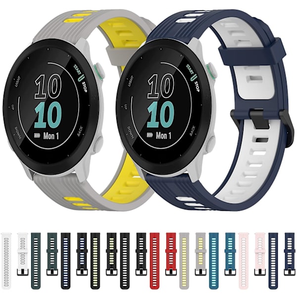 20 mm silikone urrem til Garmin Forerunner 158 White Black