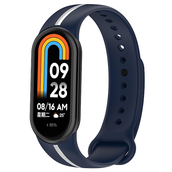 Myk silikon klokkestropp for Xiaomi Smart Band 8 tofarget justerbar håndleddsstropp med spenne Blue  White