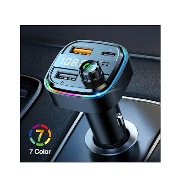 FM-sändare Bluetooth-adapter Trådlös USB-billaddare Stereo MP3-spelare Färgglada Lampor FM-modulator Svart