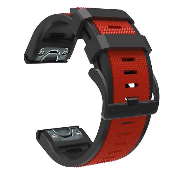 Tvåfärgsband, mjuk silikonrem, svettsäker för Garmin-Fenix6 armband Red black 26