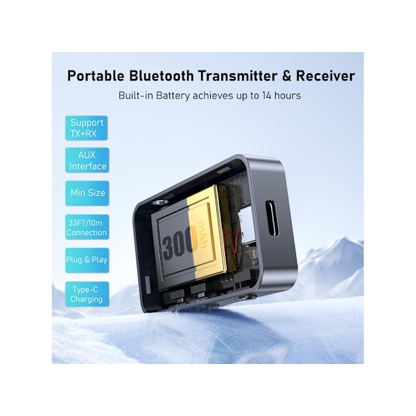 Bil Bluetooth Sender Mottaker, 3.5mm Aux Lydadapter Bluetooth 5.4 med LED-Display Volumkontroll Bluetooth Mottaker