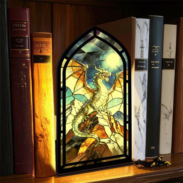 Fantasy bokkrok for bokelskere, med stearinlyslampe Dragon 1