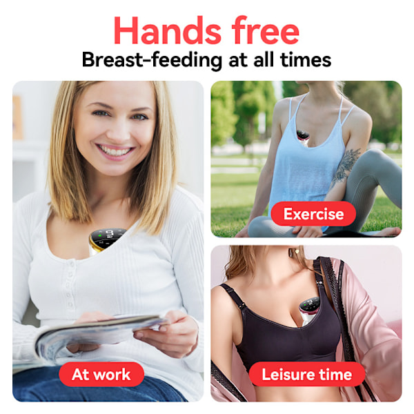 Handsfree Bröstpump Med LED-Display 9 Nivåer Av 4 Arbetslägen Hög Sugkraft Och Låg Ljudnivå Lila