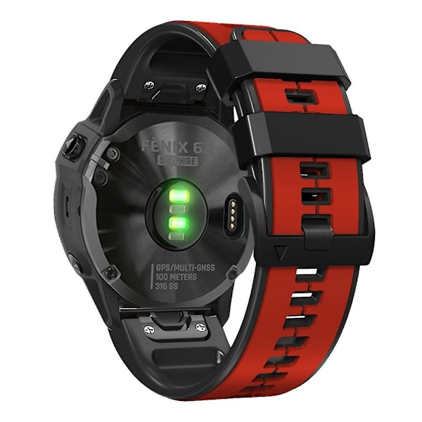 KLB-ZWGJ-001 För Garmin Fenix 7 / 7 Pro Silikon Armband QuickFit 22mm Tvåfärgat Armband Red Black