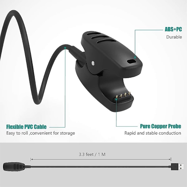 Lader kompatibel med Suunto 3 Fitness, suunto 5, Traverse, Kailash, Spartan Trainer, Ambit 1 2 3 - Usb-ladekabel（100cm）