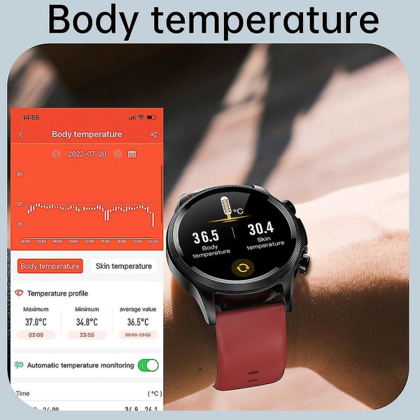 2022 Blodsocker Smart Watch Ecg+ppg Monitoring Blodtryck Kroppstemperatur Smartwatch Herr Ip68 Vattentät Fitness Tracker - Smart Watches Black