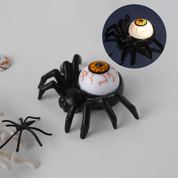 Halloween-edderkopp 4 stk Lysende Ornamenter Edderkoppdekor Falske Øyne Oransje Farge