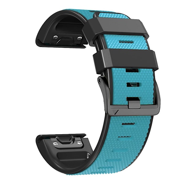 Diamantstruktur klockarmband för Garmin Tactix 7 Pro / Fenix 7X / 6X Pro / 5X Plus, 26mm tvåfärgat silikon sportarmband Sky Blue Black