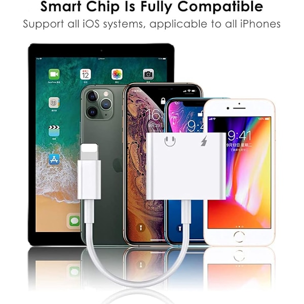 Iphone hovedtelefonadapter 2 i 1 Lightning til 3,5 mm