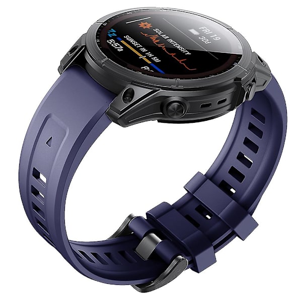 KLB-LWGJ-001 För Garmin Fenix 7 / 7 Pro Remband QuickFit 22mm Silikon Armband Dark Blue
