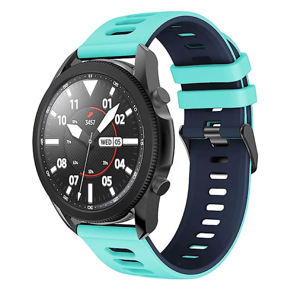 22mm kaksivärinen silikoniranneke Samsung Galaxy Watch3 45mm / Garmin Venu 3 -rannekkeelle Teal Green Blue