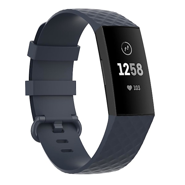 18mm Silverfärgat spänne TPU handledsrem armband för Fitbit Charge 4 / Charge 3 SE, Storlek: L Blue Gray