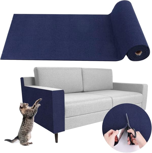 Kradsemåtte til katte - Selvklæbende DIY sofa kradsebeskyttelse (Mørkeblå, 40×300Cm)